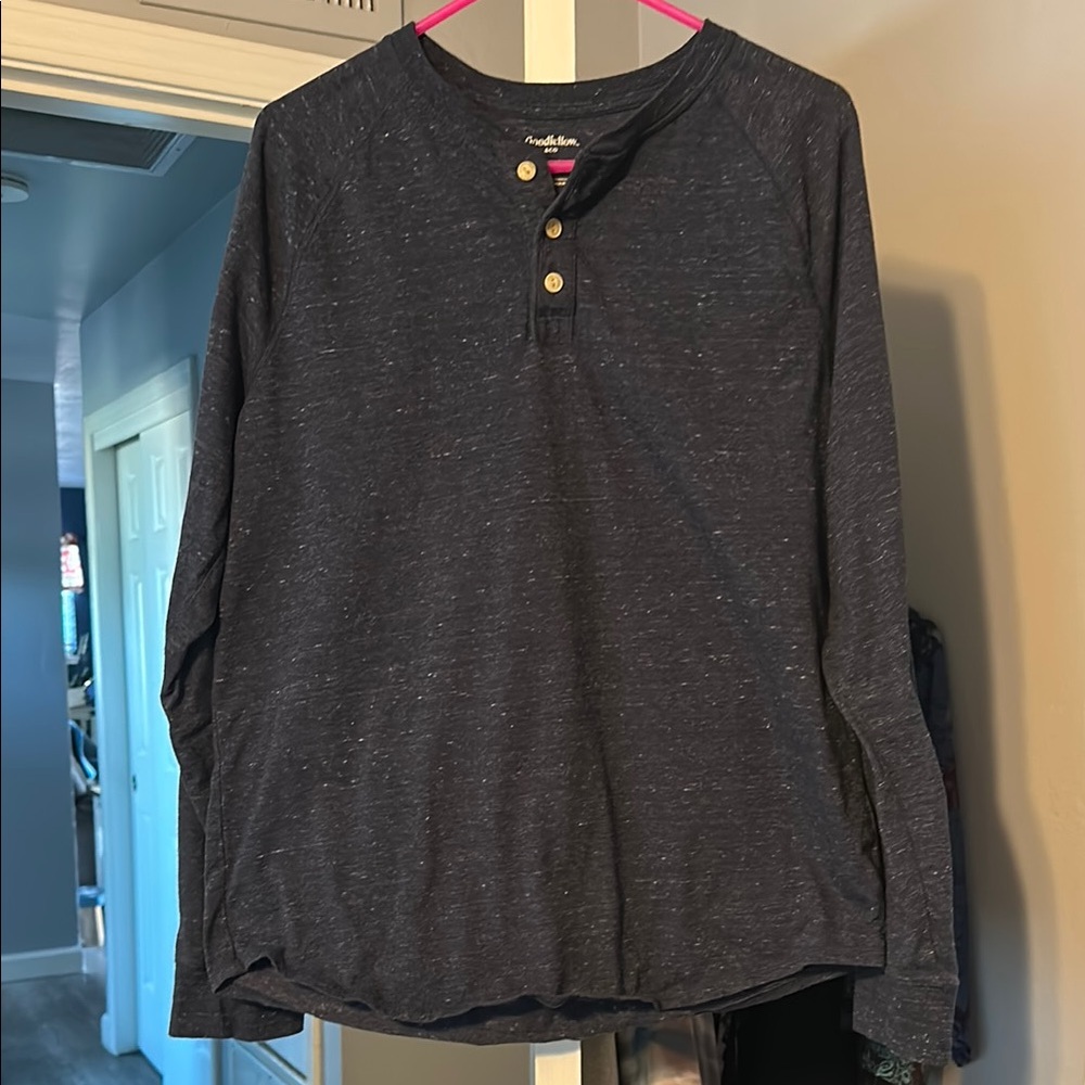 Goodfellow & Co Navy Long Sleeve Henley Shirt